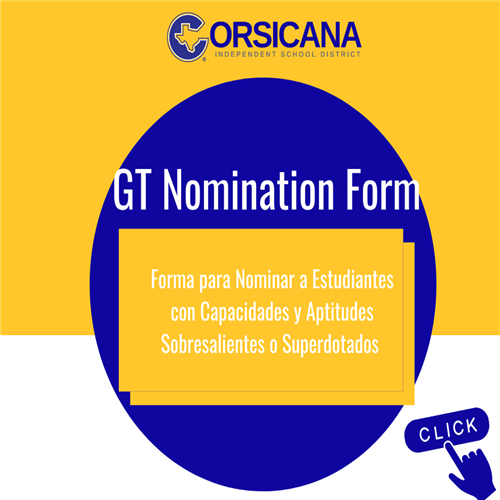 Corsicana ISD Gifted and Talented Nomination Form